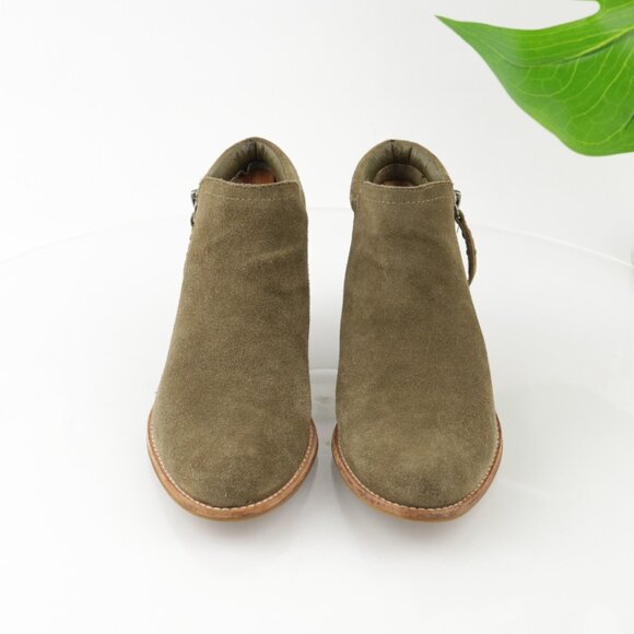 Steve Madden Womens Tobii Boot Size 6.5 Olive Suede Block Heel Bootie Comfy - Picture 2 of 13